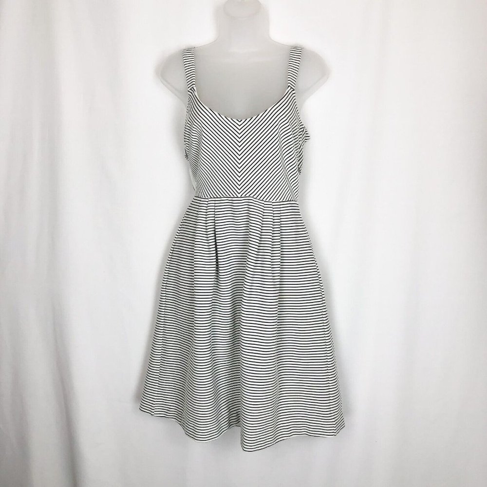 Anthropologie Black & White Striped Sleeveless Midi Dress
